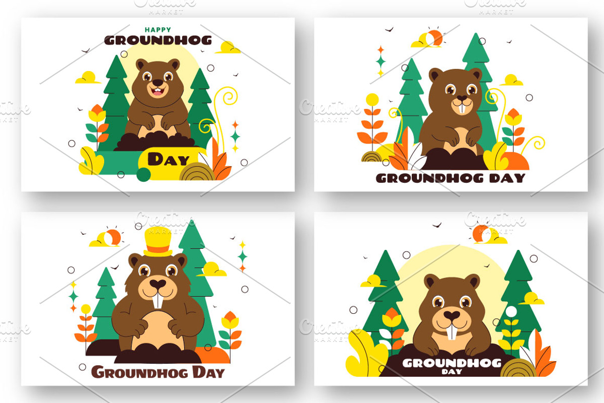 10 Happy Groundhog Day Illustration, an Animal Illustration by denayunebgt (Photo 3 of 4)