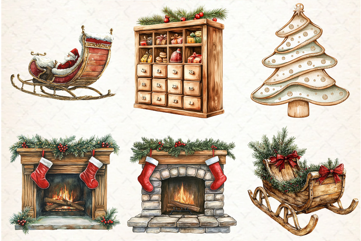 Wooden Christmas Clipart, an Illustration by Libby Wishes (Photo 3 of 7)
