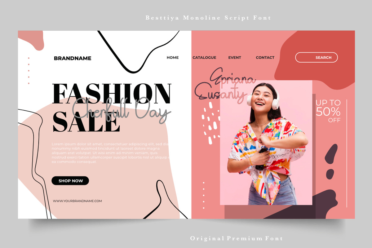 Besttiya Monoline Script Font, a Script Font by Bayuktx (Photo 4 of 6)