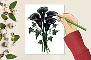 Dark Moody Gothic Flower Clipart, an Illustration by RobertsArt (Thumbnail 2 of 7)