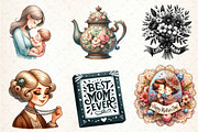 Black and White Mothers Day Clipart, an Illustration by DreamCafeArt (Thumbnail 3 of 6)