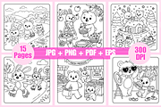 Cuddles Buddies Coloring Pages, an Animal Illustration by Coco Bloom (Thumbnail 2 of 3)