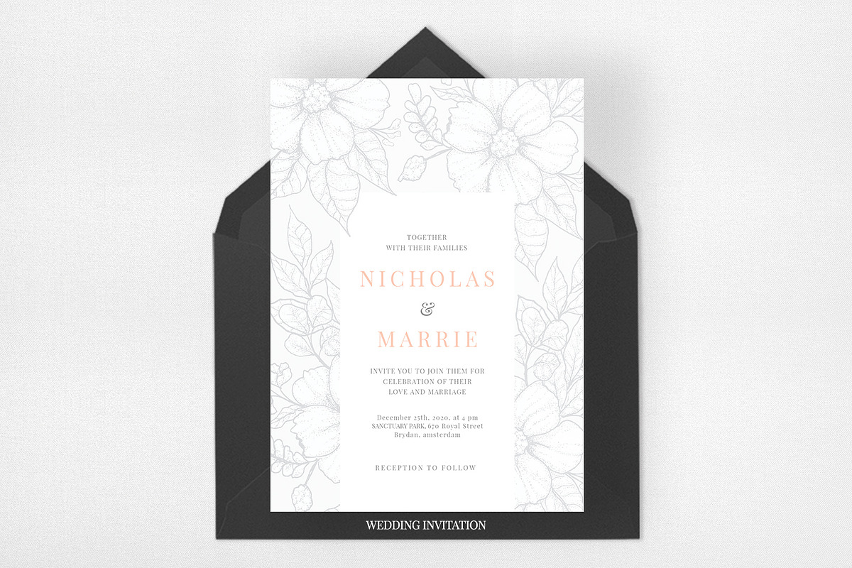 Modern Sketch Botanical Wedding Set, an Invitation Template by Azka Creative (Photo 2 of 5)