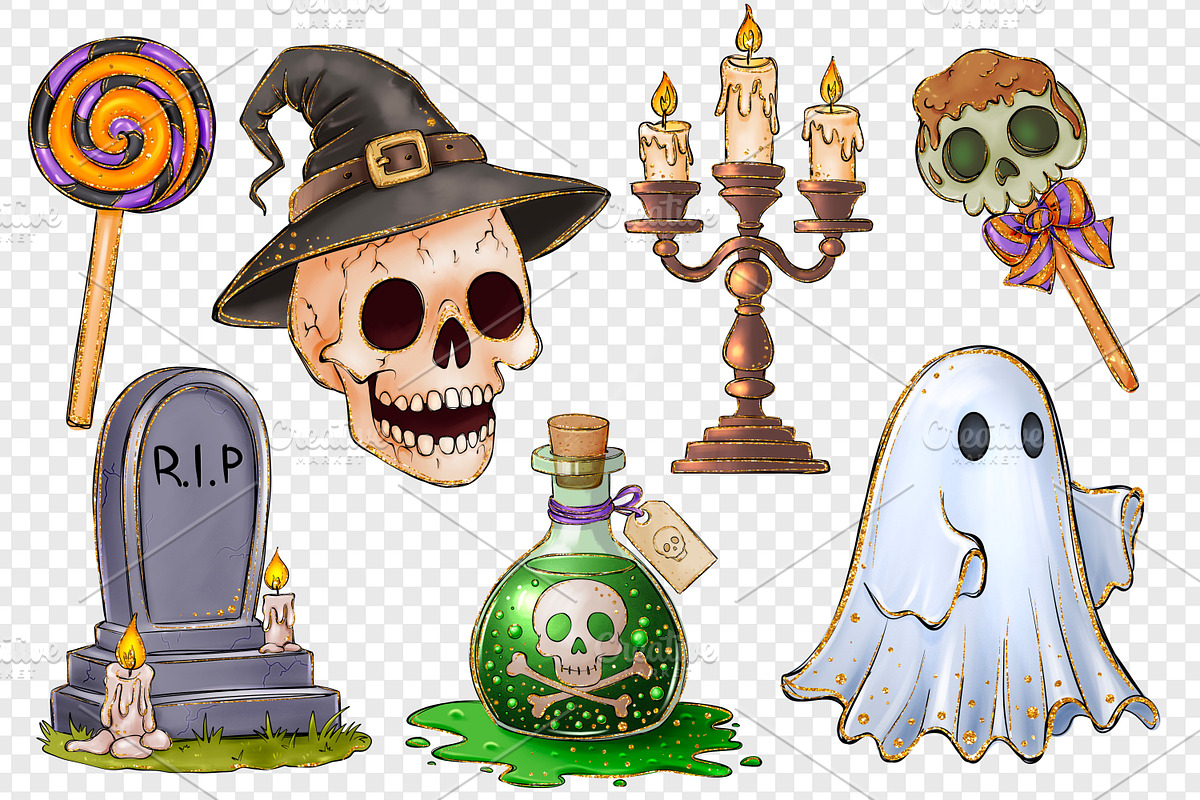 Halloween PNG clipart set 23, a Seasonal Illustration by LoLoArt (Photo 6 of 6)