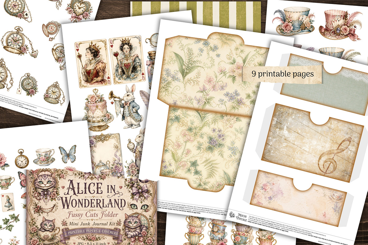 Alice in Wonderland Fussy Cuts, a Decorative Illustration by Print Haven Mochi Vintage (Photo 2 of 7)