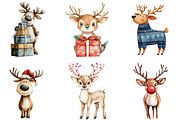 Funny Cute Christmas Reindeer Clipar, an Illustration by CraftArtStudio (Thumbnail 3 of 6)