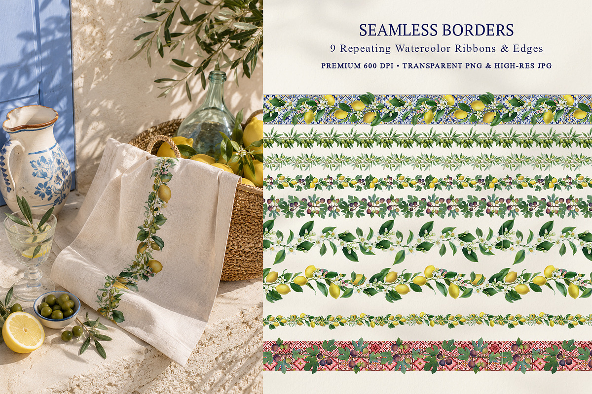 Amalfi Lemon Mediterranean Clipart, a Decorative Illustration by SunnJaneArt (Photo 15 of 17)