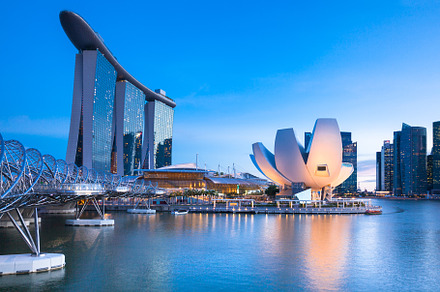 Marina Bay at dusk, Singapore, an Architecture Photo by Travel Photography
