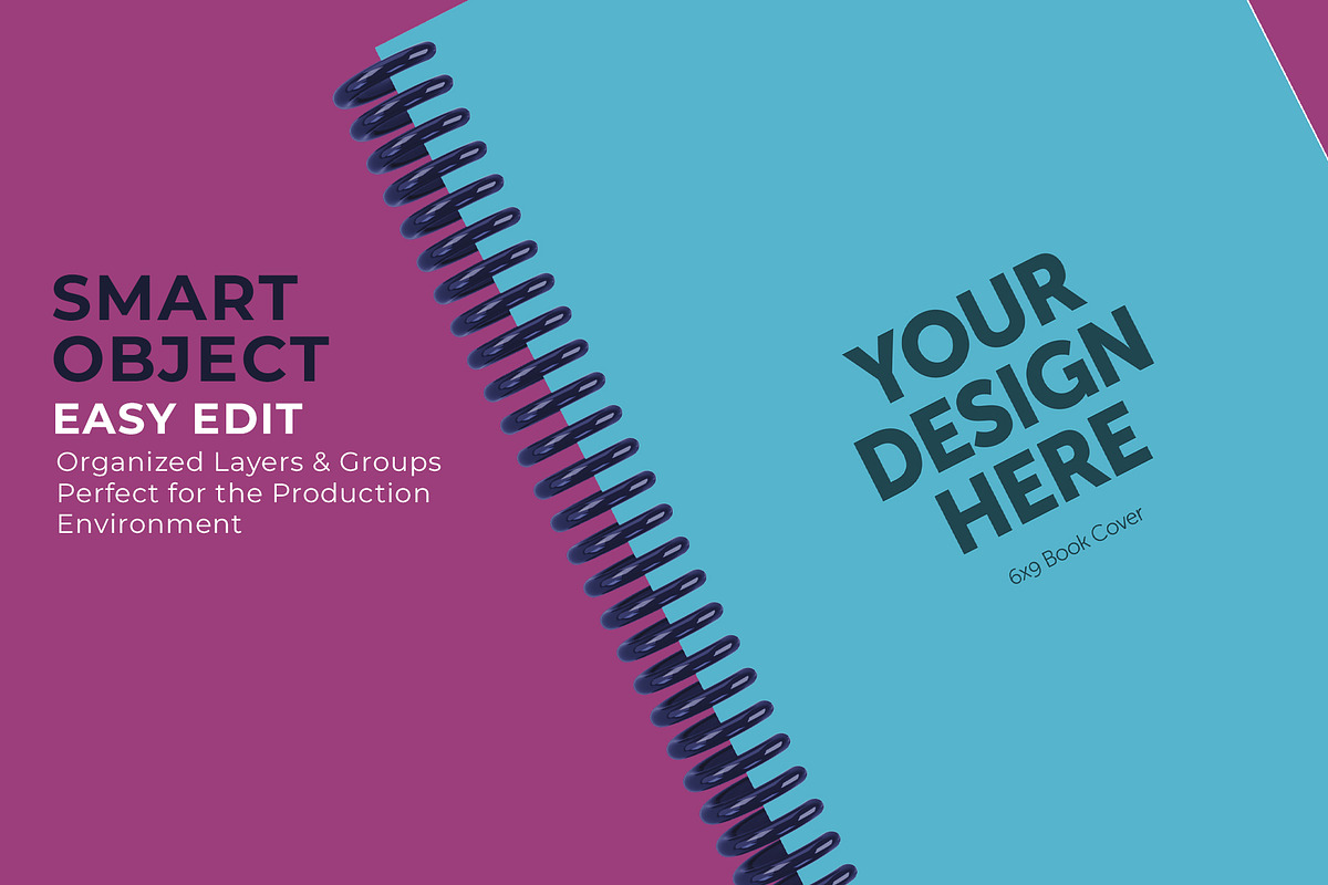 6x9 Spiral Bound Notebook Mockup, a Print Template by IFBdesign (Photo 3 of 7)