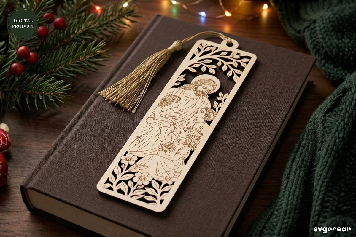 Wooden Jesus Bookmarks SVG Bundle, a Decorative Illustration by svgocean (Photo 4 of 13)