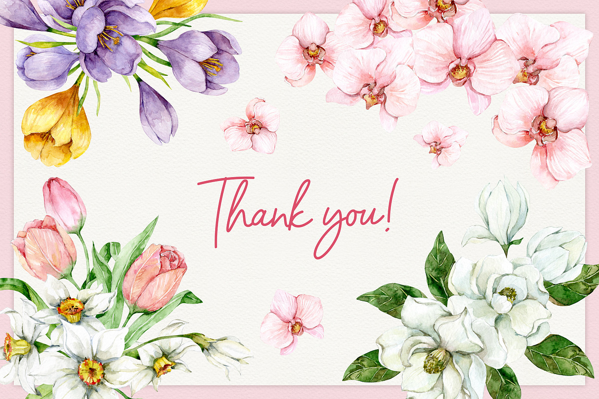 Spring flowers - watercolor clipart, a Decorative Illustration by long summer (Photo 7 of 7)