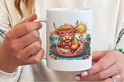 Cute Highland Cow Summer PNG, Funny, an Illustration by Designking (Thumbnail 3 of 4)