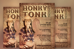 Honkytonk Tuesday Flyer Template