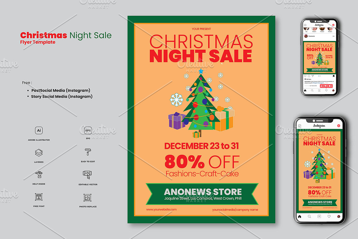 Christmas Sale, a Flyer Template by LIOKIVA Studio