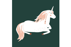 Cute lying unicorn cartoon isolated, an Animal Illustration by Toltemara