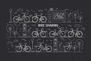 Bike sharing line art concept, a Transportation Illustration by Good Studio (Thumbnail 3 of 3)