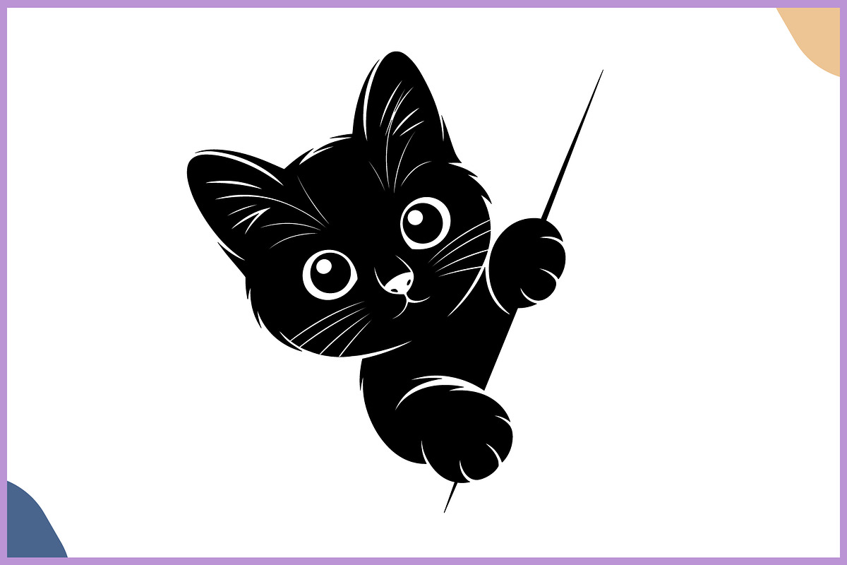 Black Cat Peeking Clipart SVG Bundle, an Animal Illustration by Gfx Expert Team (Photo 7 of 18)