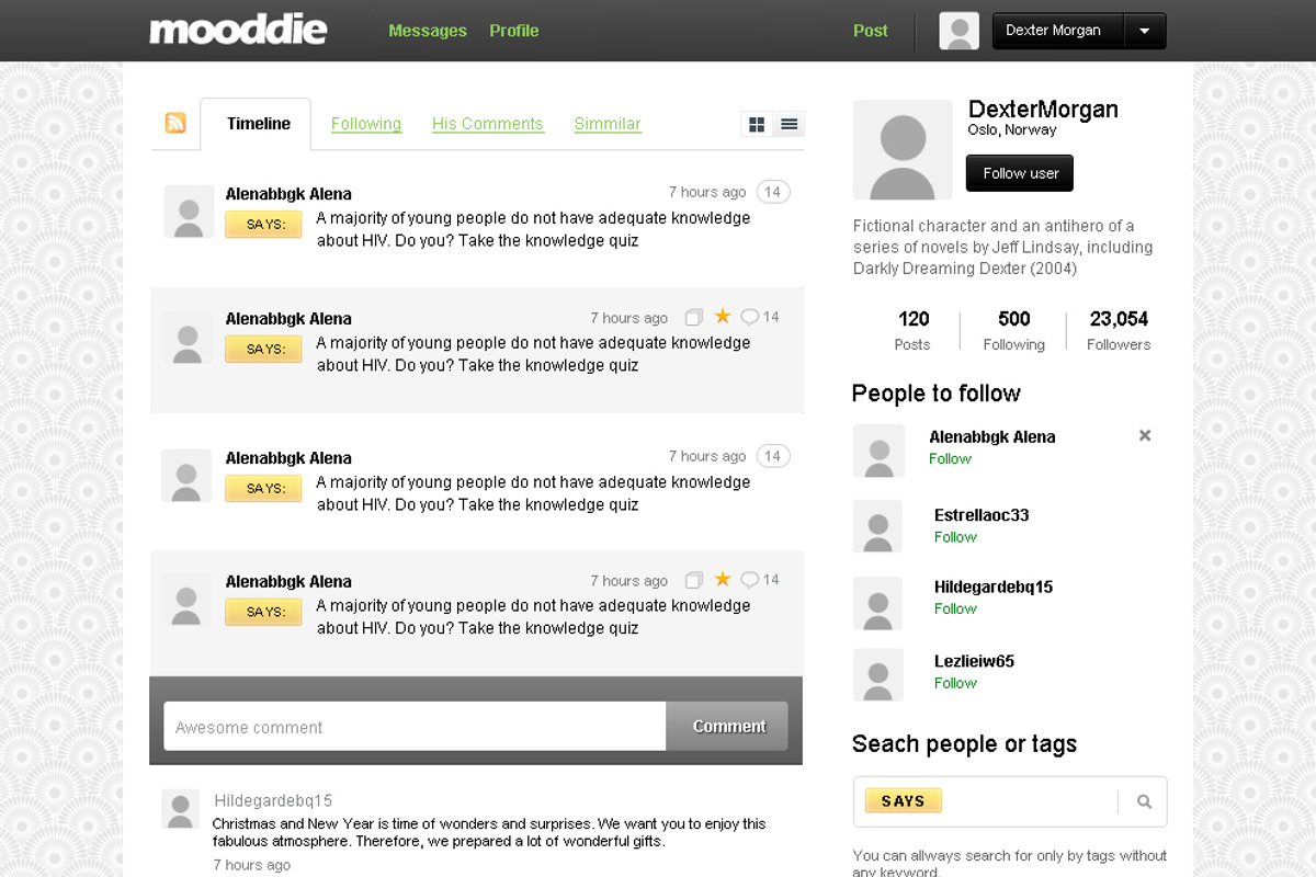 Mooddie - Social Stream Network Int preview 3