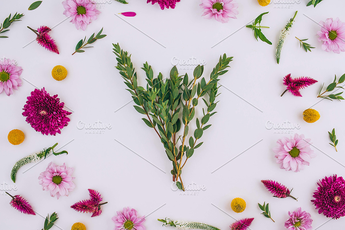 Flat lay floral Stock Photo, a Mockup by GalinaMalinka (Photo 4 of 10)