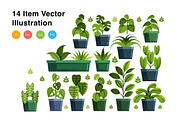 Houseplant Elements Vector Illustrat, a Decorative Illustration by KAZ by IanMikraz Studio (Thumbnail 3 of 3)