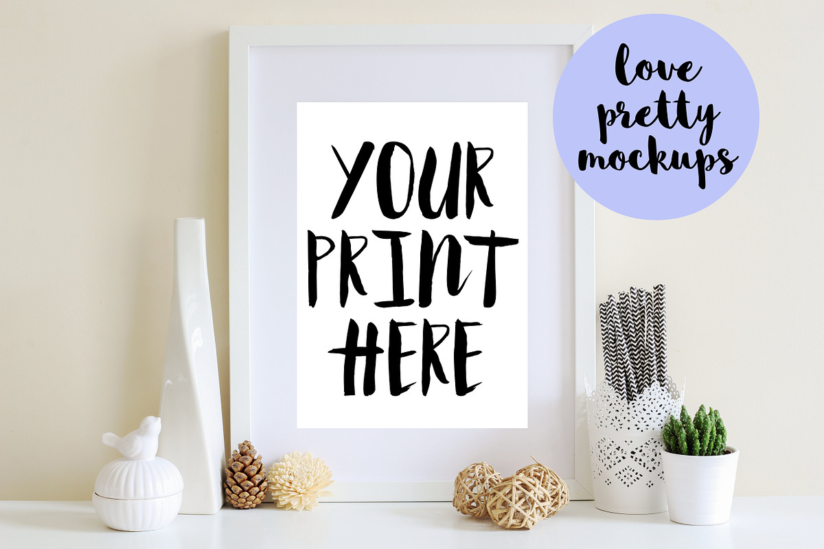 A4 WHITE FRAME PORTRAIT MOCKUP, a Graphic by Love Pretty Mockups