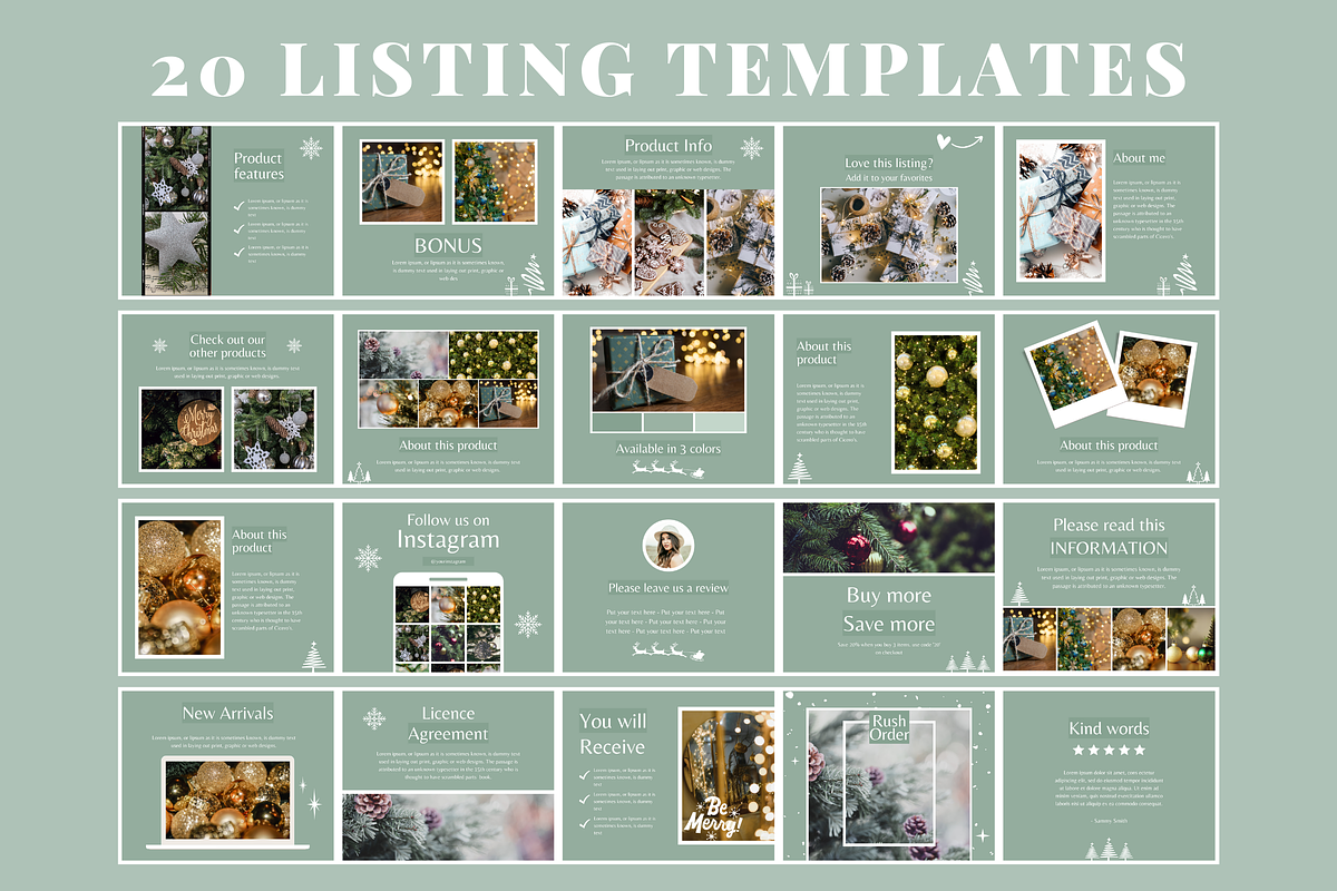 Green Etsy Christmas Templates, a Branding & Logo Template by SunshineStudioBoutique (Photo 4 of 12)