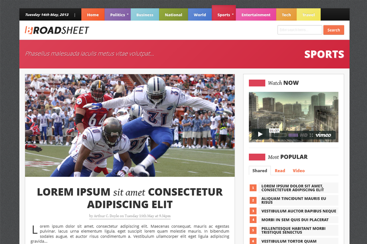 Broadsheet - Newspaper Theme, a Bootstrap Template by StreetCred (Photo 5 of 5)
