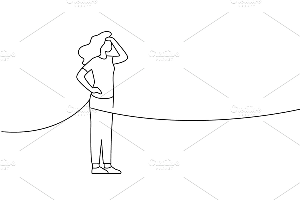 Minimalist contour of a woman, an Object Illustration by GraphiShop