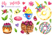 Sweets desserts watercolor clipart, a Decorative Illustration by UlitkaStudio (Thumbnail 2 of 7)