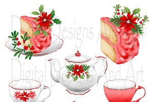 Christmas Tea Set Clipart