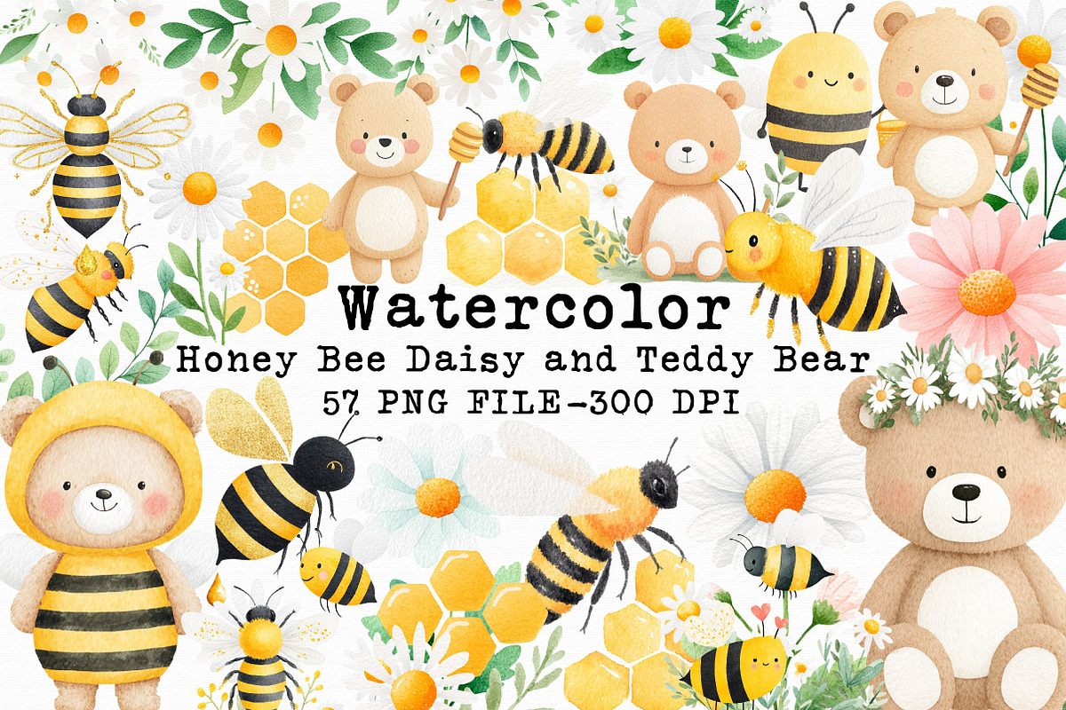 Honey Bee Daisy and Teddy Bear, an Illustration by Libby Wishes (Photo 1 of 7)