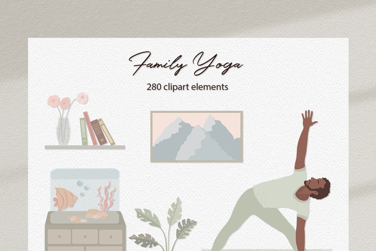Family Yoga 2 Illustration Set, a Sport Illustration by Irena Art (Photo 10 of 14)