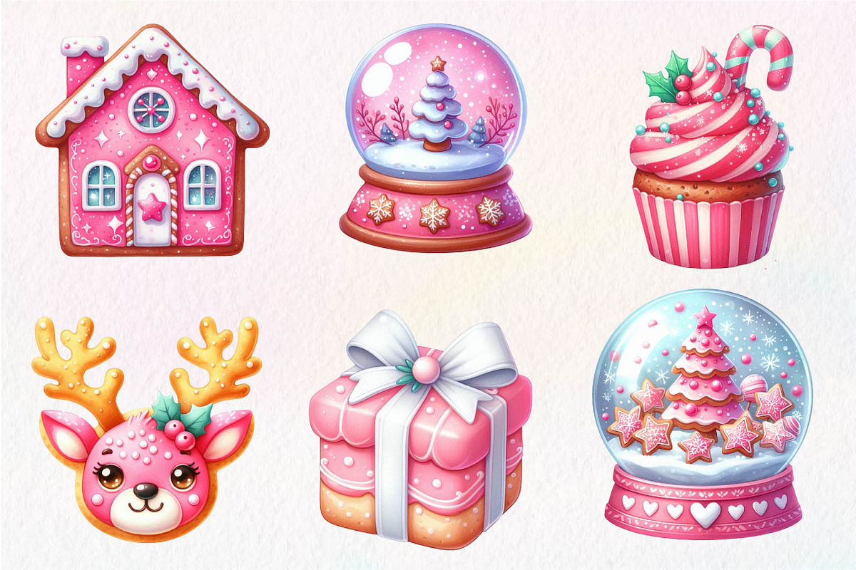 Pink Christmas Cookie Clipart, an Illustration by Dream Creation (Photo 7 of 8)