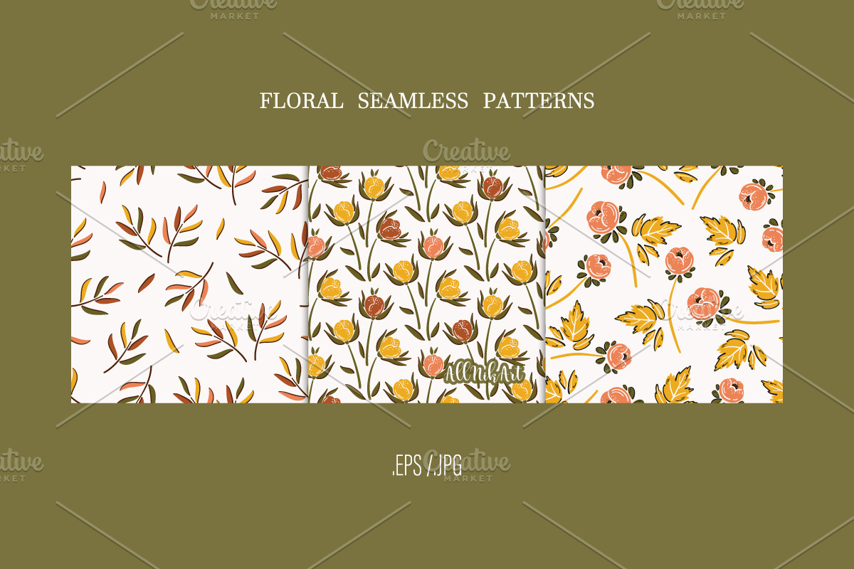 Autumn Wildflowers Digital Paper Set, a Pattern Graphic by AllNikArt (Photo 5 of 6)