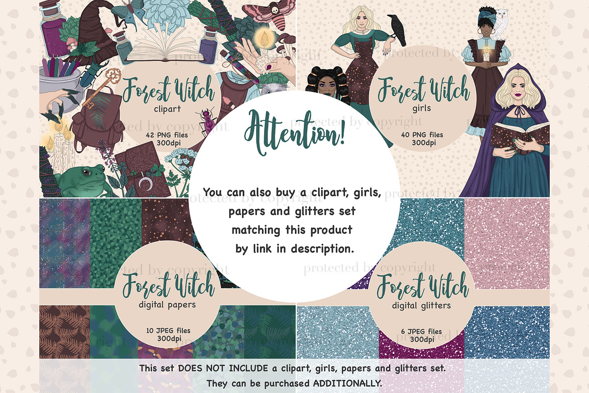 Night Forest Clipart | Forest Witch, a Decorative Illustration by GlamArtZhanna (Photo 3 of 3)