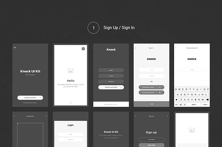 Wireframe mobile UI Kit, a Wireframe Template by Unidack Design