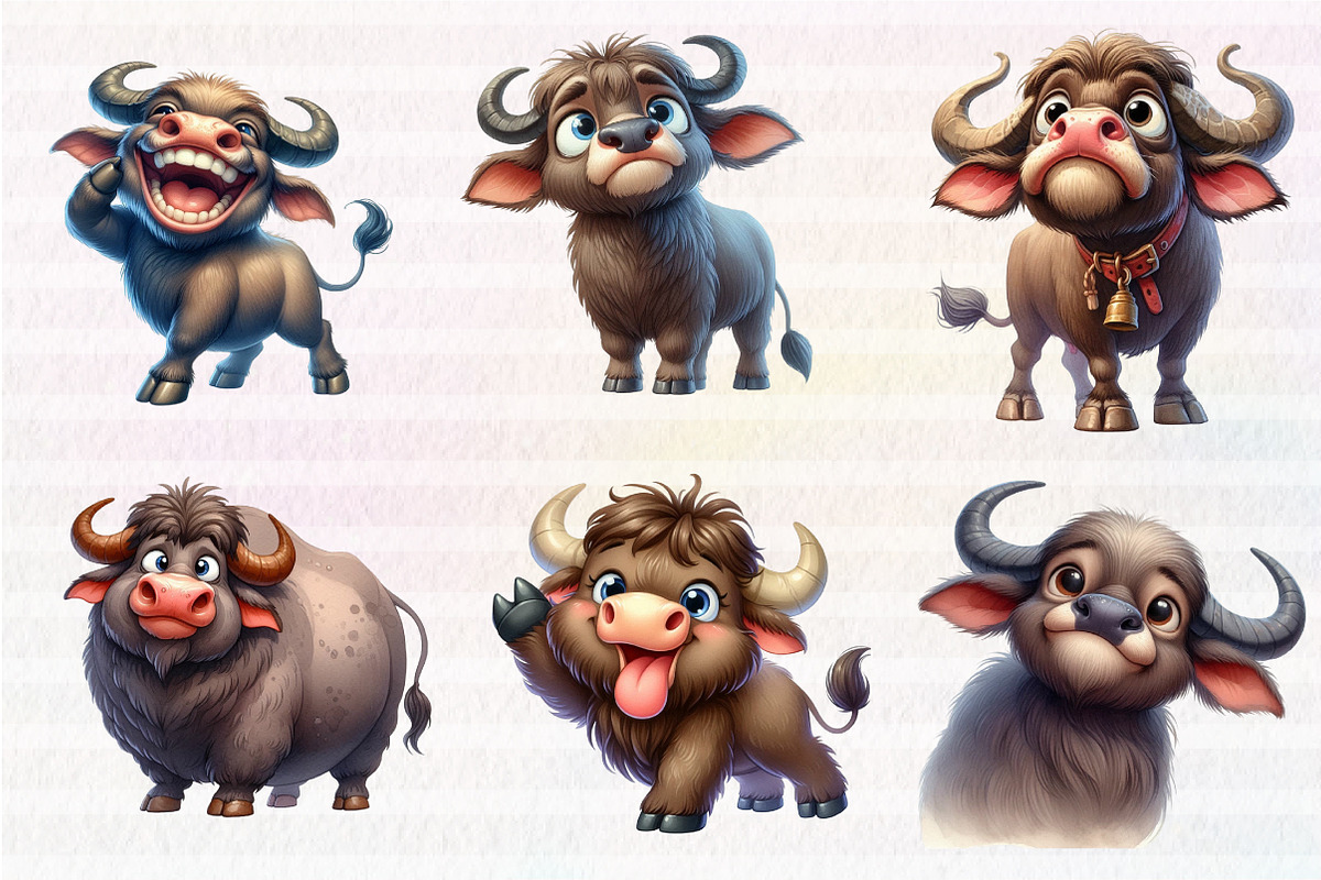 Funny Buffalo Clipart, an Illustration by CreationArt (Photo 5 of 5)