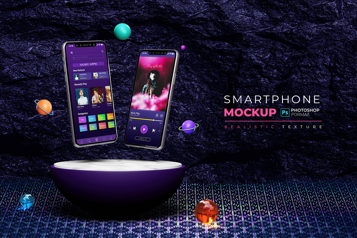 Floating Smartphone Screen Mockup, an iPhone Mockup by Artlogs x Modaldesain (Photo 1 of 2)
