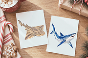 Watercolor Shark Clipart PNG Bundle, an Animal Illustration by Ink Gallery (Thumbnail 6 of 7)