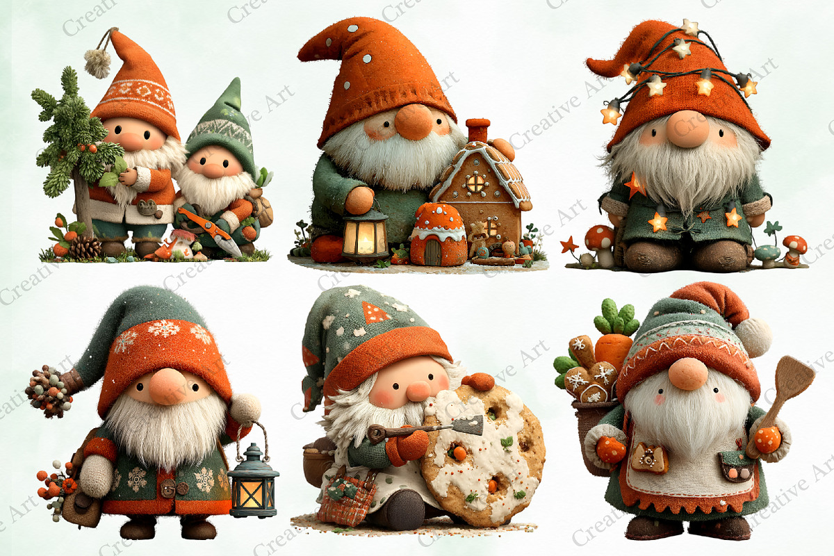 Christmas Gnome Clipart Bundle, an Illustration by Creative Art (Photo 5 of 10)