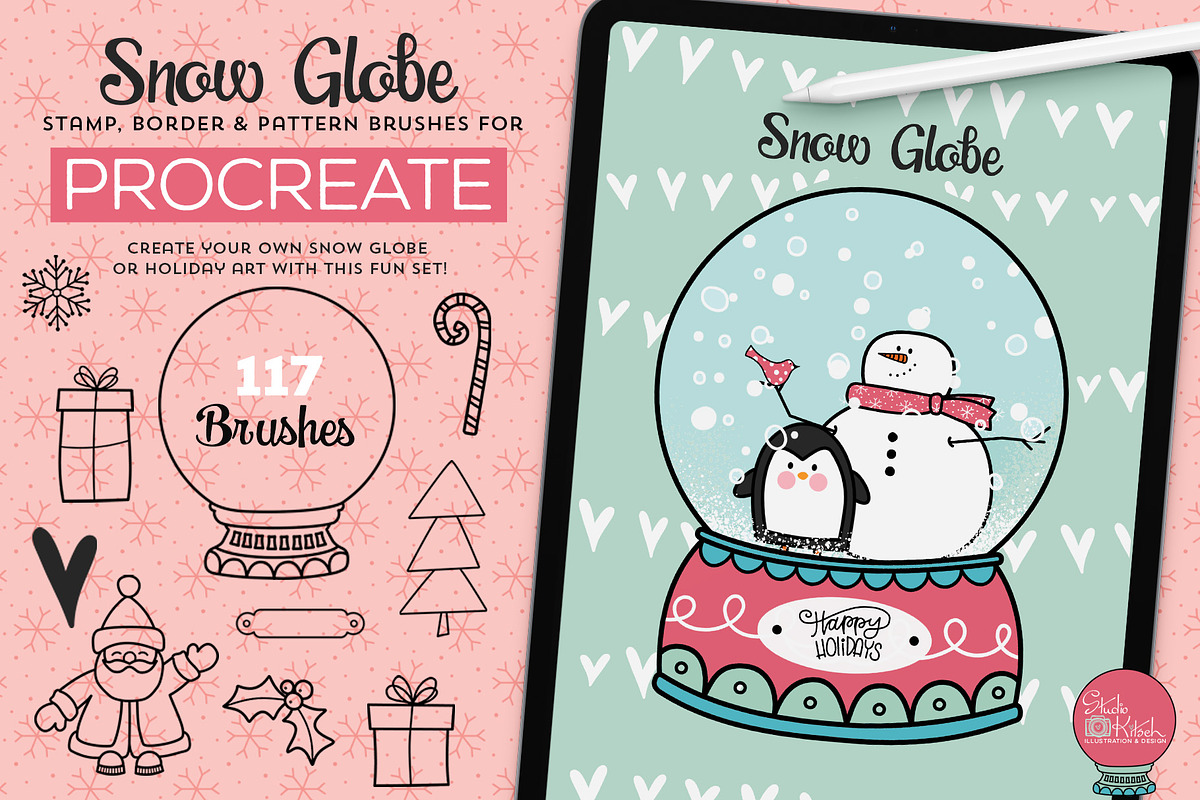 Snow Globe Procreate Brushes, a Brush Add-On by Studio Kitsch (Photo 6 of 7)