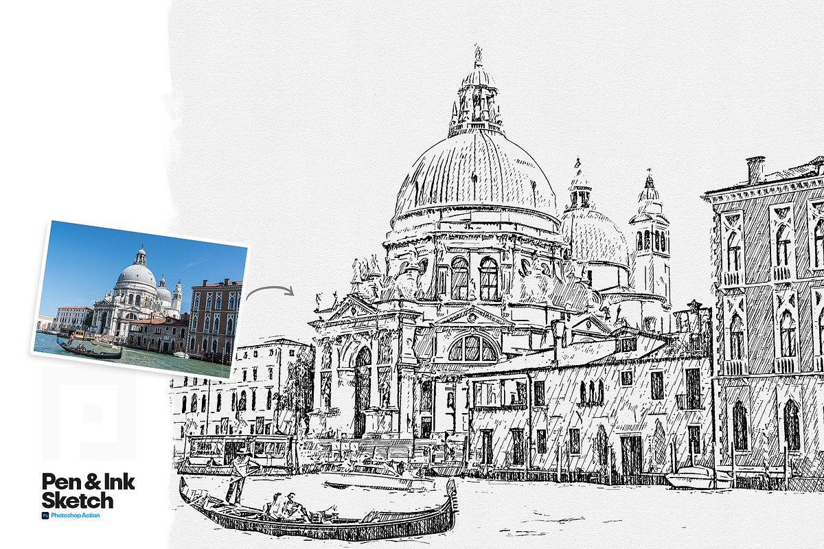 Pen and Ink Sketch Photoshop Action, an Action Add-On by Shovajit (Photo 4 of 17)