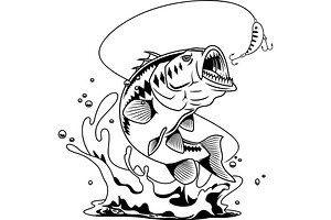 Tribal Bass Fish Cartoon Character