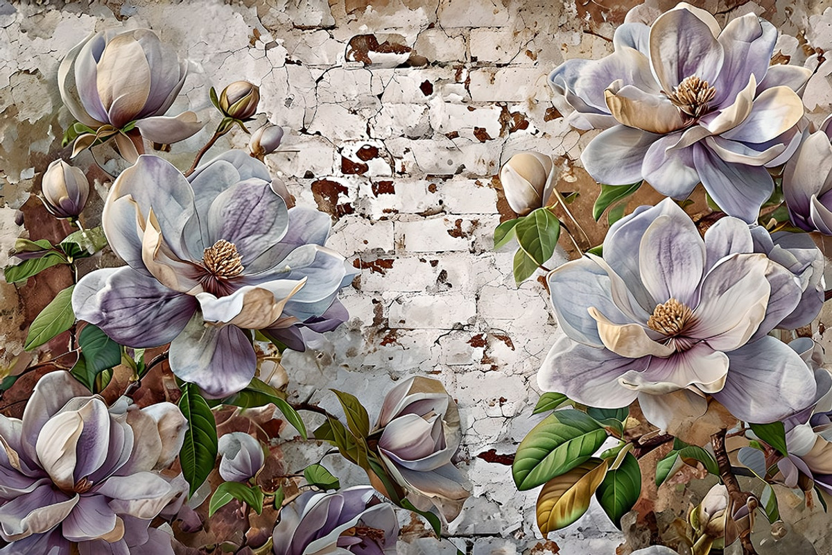 Purple magnolia flowers wallpaper, an Illustration by Liubovi Samoilova SHOP
