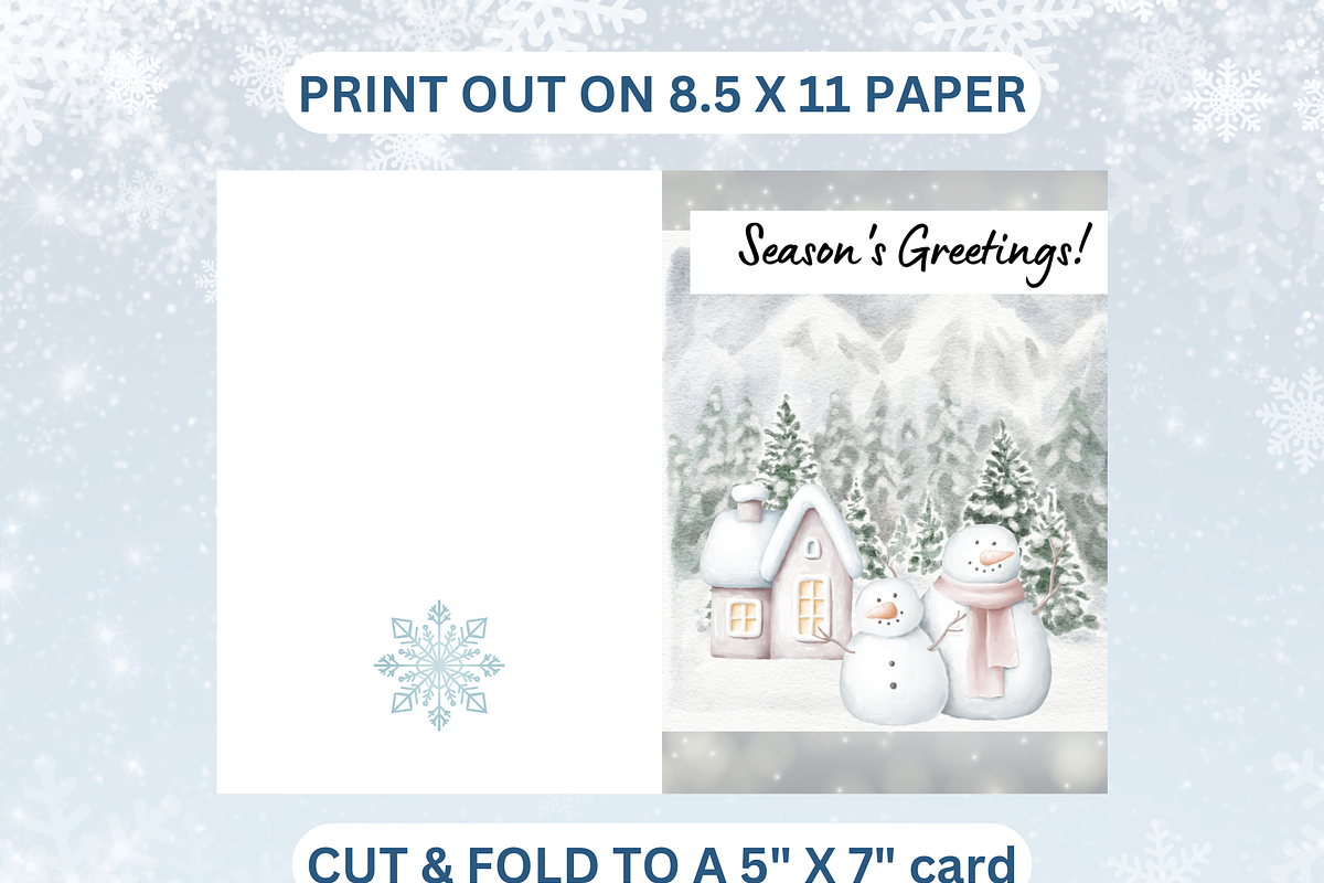 Season's Greetings Snowman Card, a Card Template by Pixels N Bows (Photo 2 of 2)