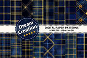 Royal Blue Gold Holiday Tartan Paper, a Texture Graphic by Dream Creation (Thumbnail 1 of 5)