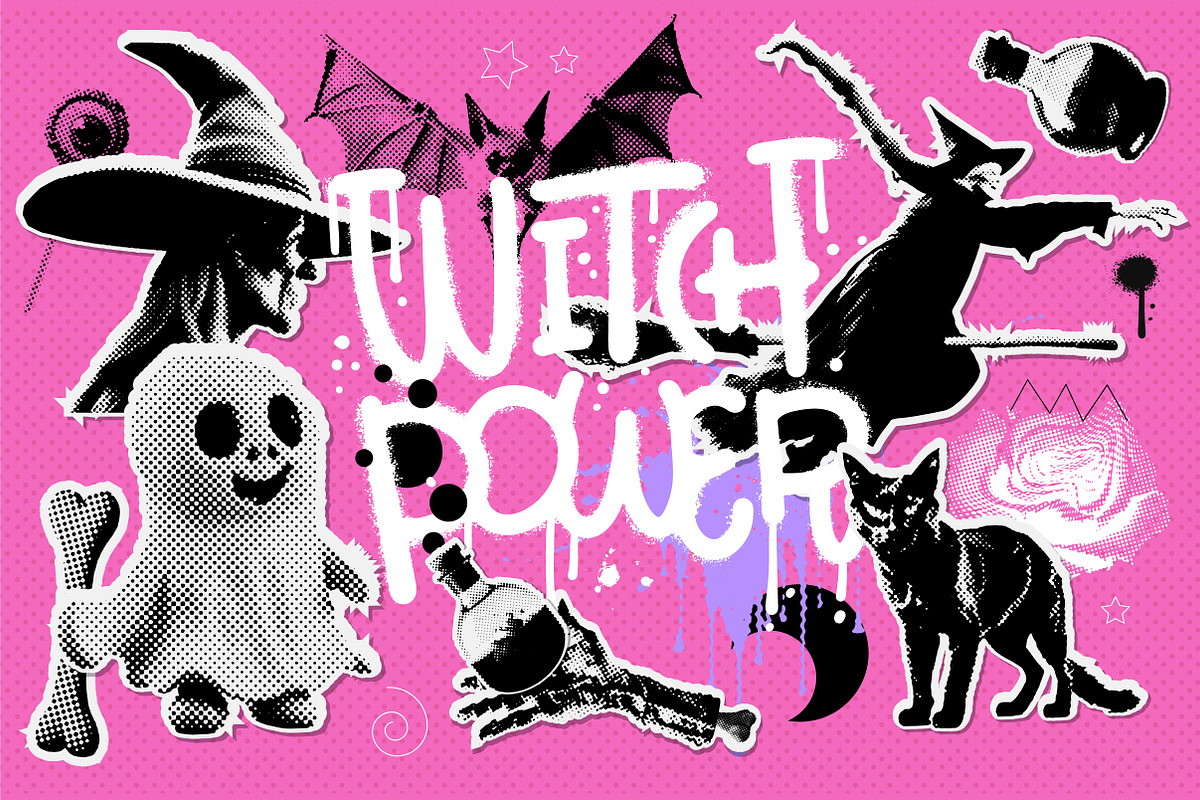 Retro halftone Halloween collection, a Texture Illustration by Lana Sham (Photo 3 of 20)
