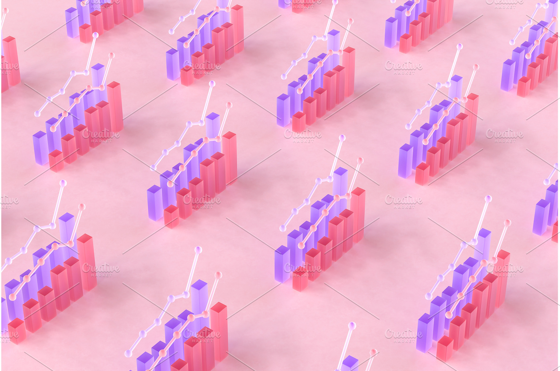 Rows of financial charts on pink, a Background Photo by Daniel Megias