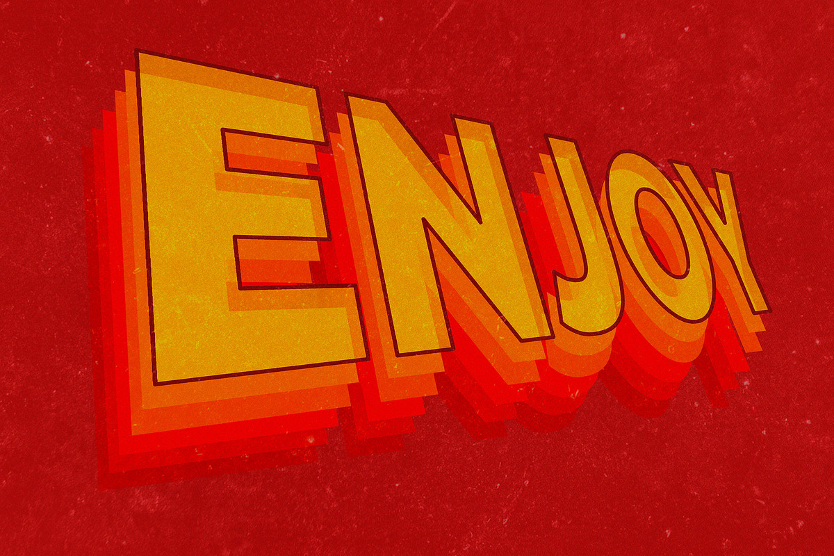 Retro Stacked Photoshop Text Effect, a Branding & Logo Template by barsrsind (Photo 1 of 2)