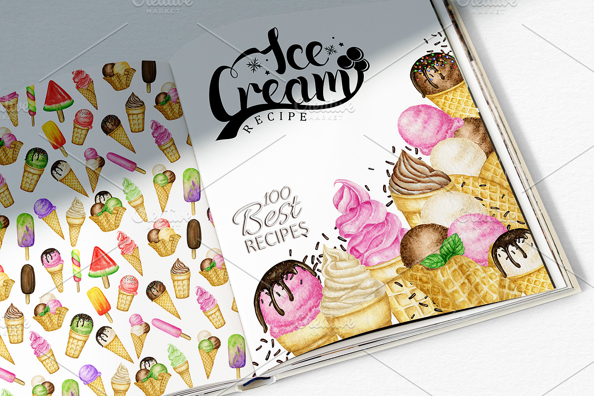 Ice Cream watercolor clipart, an Object Graphic by svetlanaARTdreams (Photo 7 of 11)